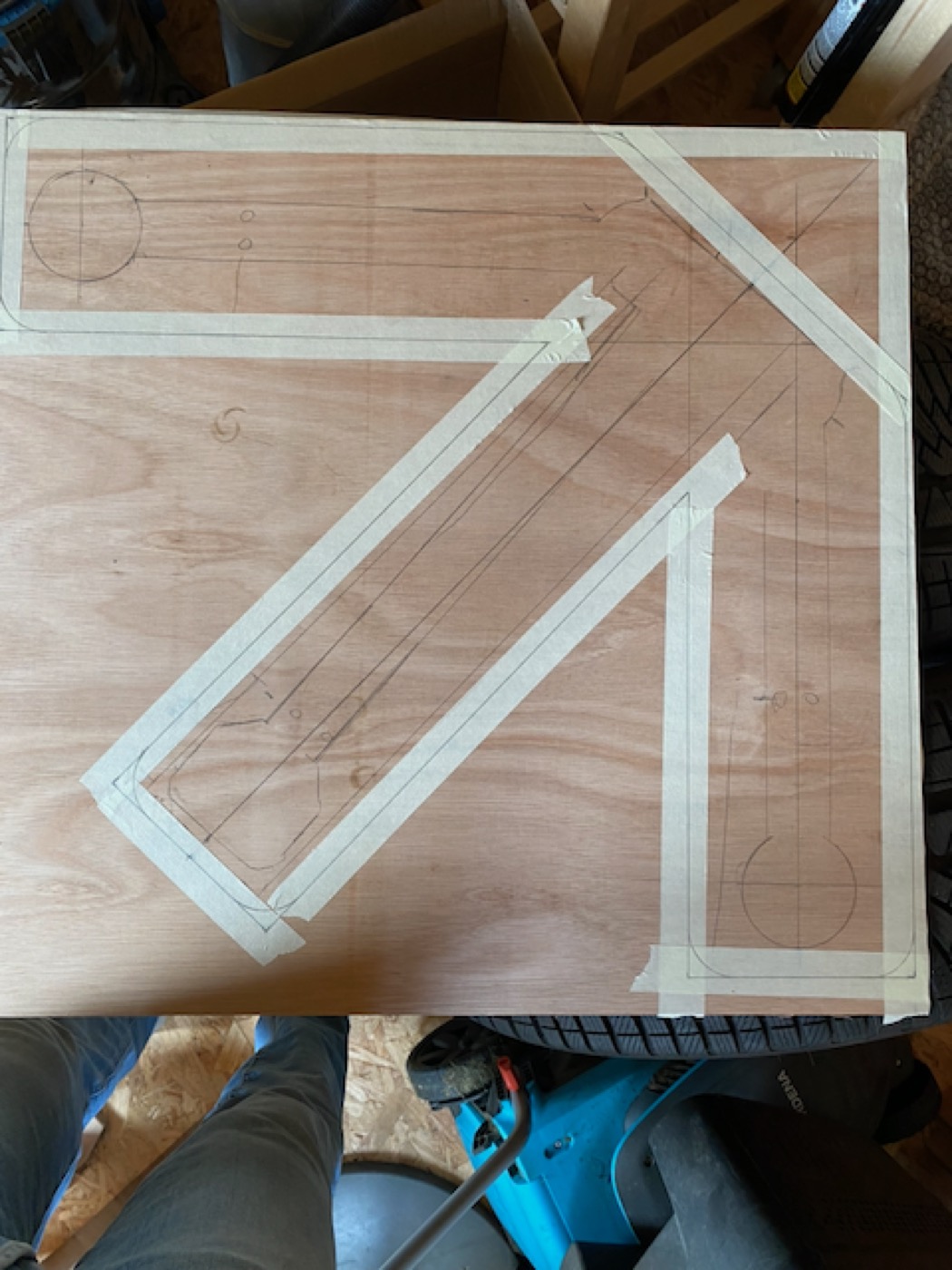 CNC design drawn on wood